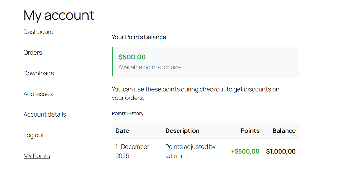My Points Account Page